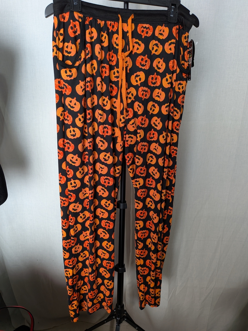 Halloween Pumpkin-Print Black & Orange Jogger Pants